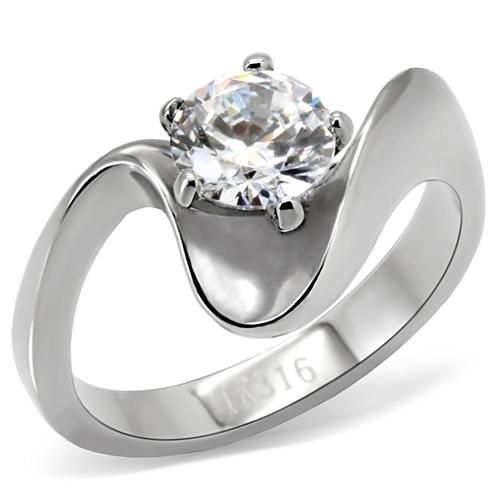 SWIRL 1.25CT CZ SOLITAIRE STAINLESS STEEL RING-6 sizes
